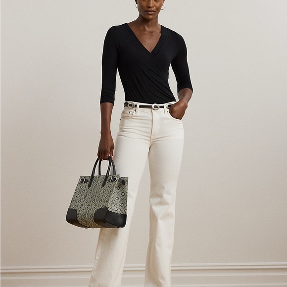 Lauren Ralph Lauren LOT of 4 Striped Solid Tops Black White Yellow Size Large L - Picture 3 of 15